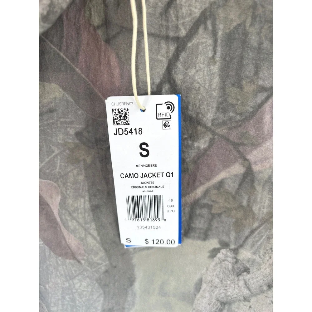 Adidas Originals Camo Q1 Jacket Mens S Alumina Green Orange Anorak NWT $120